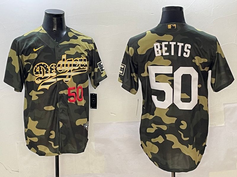 Men Los Angeles Dodgers #50 Betts Camo Joint Name 2025 Nike MLB Jersey style 9